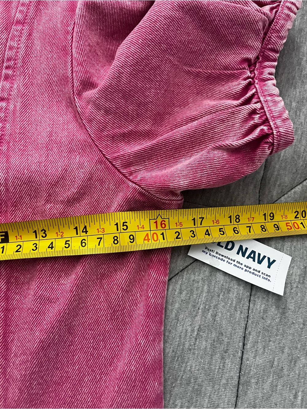 Denim Button Down Dress with Puff Sleeves in Pink Wash - Picture 6 of 7